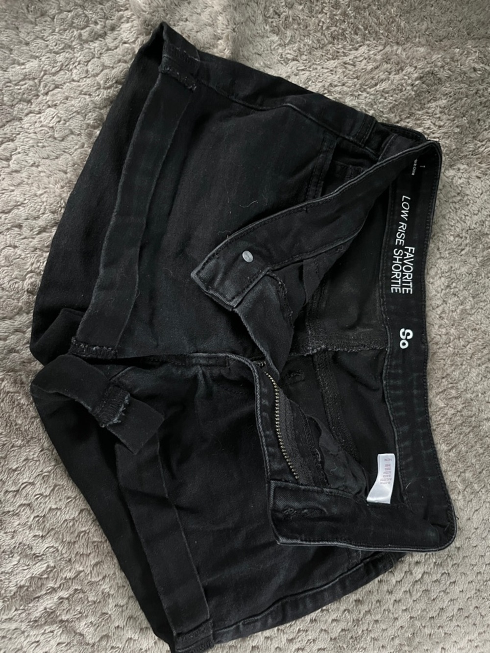 SO Black Low Rise Shortie Denim Shorts
